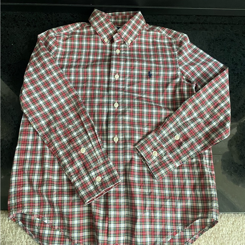 Boys plaid polo button down.